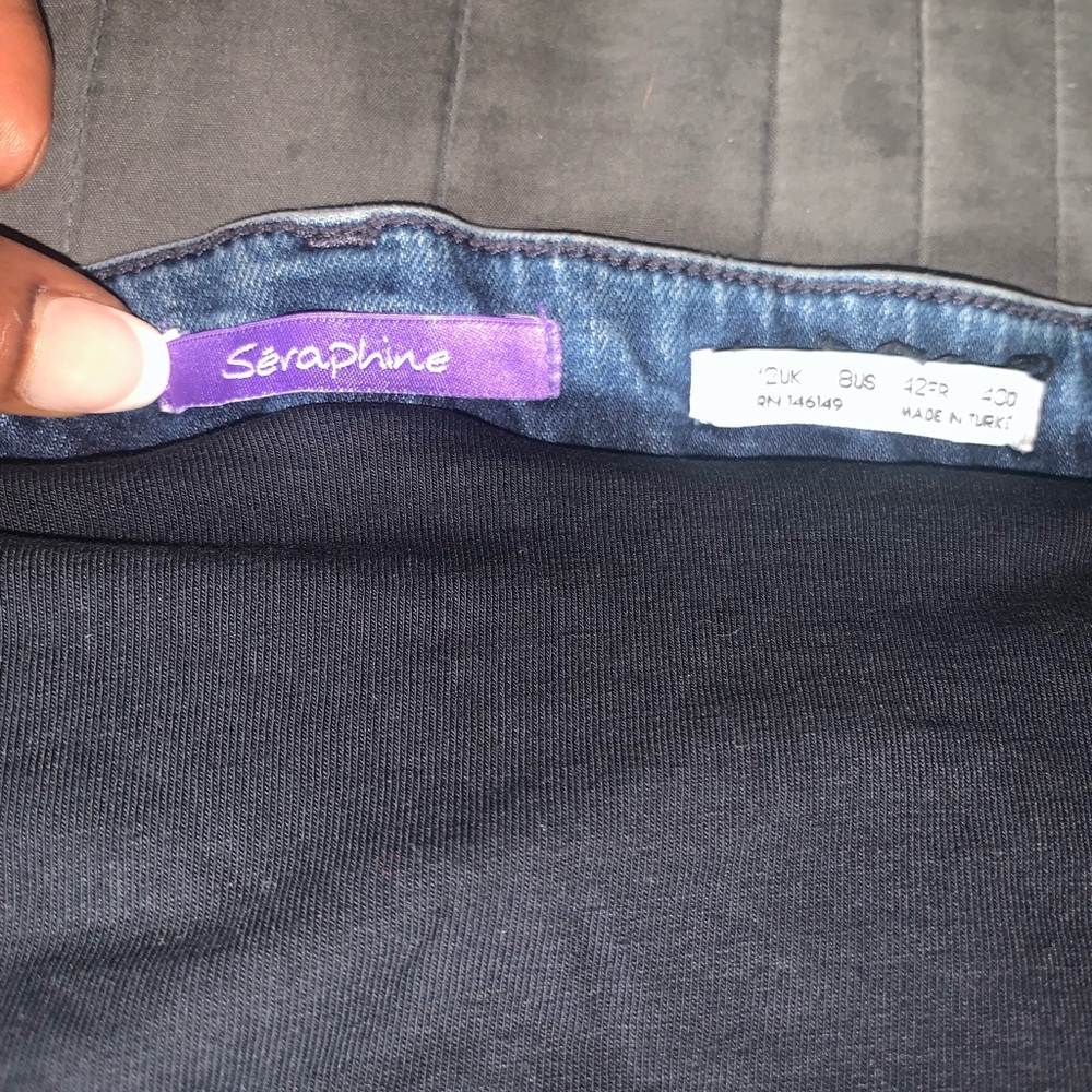 Seraphine Black Maternity Jeans with Purple Label